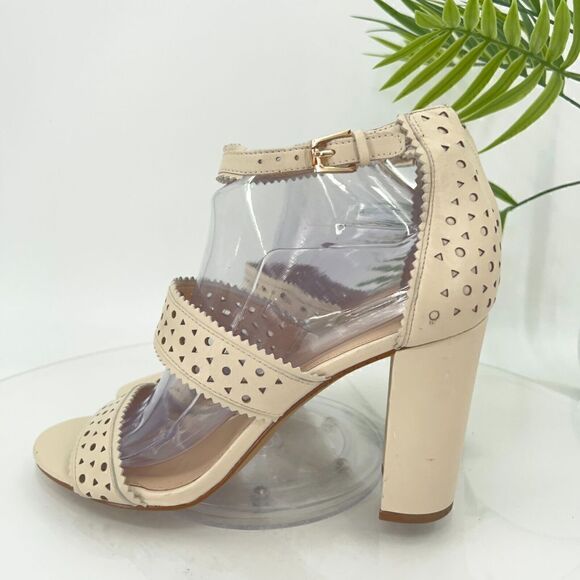 Botkier Gemi Sandals Women's Size 9.5 Ivory Cream Leather Block Heel Shoes - Picture 6 of 16